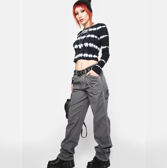 NEW Dickies Girl Smoke Gray Carpenter Pants Size 3 - Picture 2 of 7